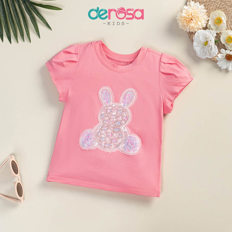 Áo thun cộc tay bé gái DEROSA KIDS chất liệu Cotton cho bé từ 2 đến 6 tuổi ZSK23-110-112A