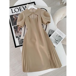 Đầm Bigsize Nữ Mập Fashion Đầm Bigsize Đầm Xếp Ly Eo Màu CAFE Đi Chơi Hay Đi Làm Đều Xinh Đủ Size 50-90kg DA0016