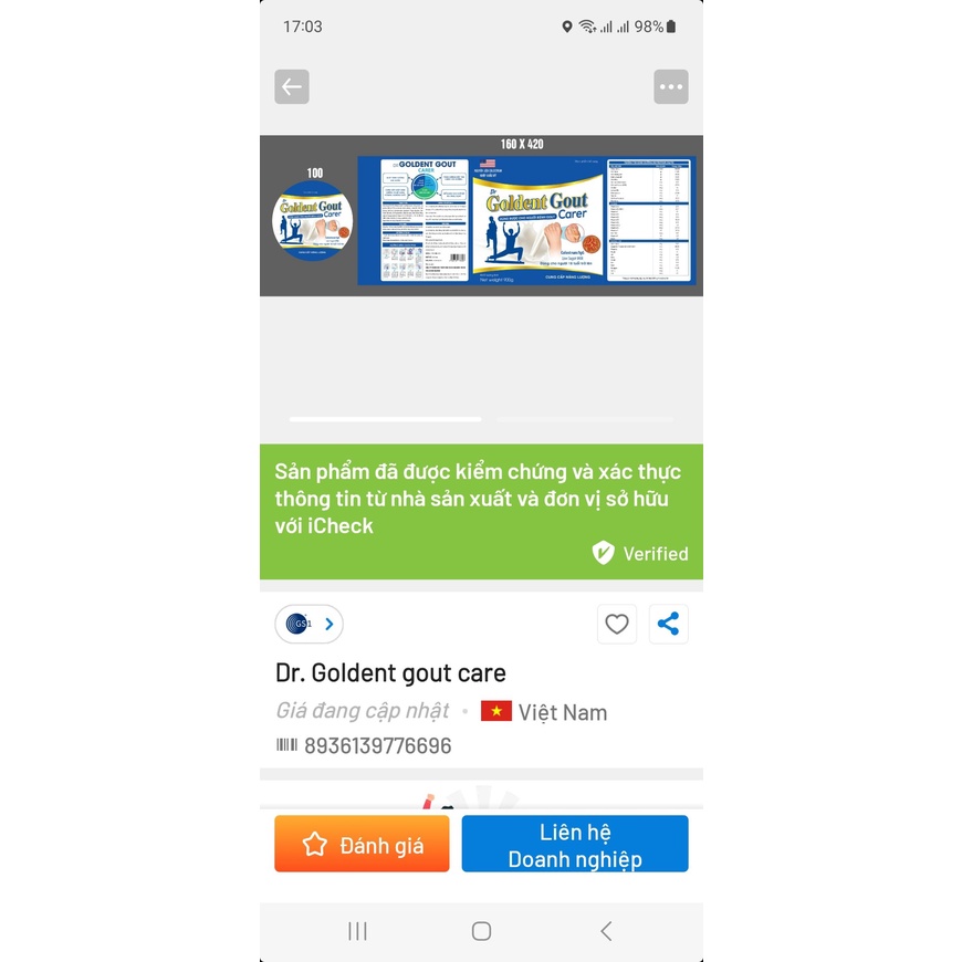 Goldent Gout Carer - Sữa non chuyên biệt cho người bệnh gout.