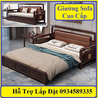 Giường sofa gỗ, sofa thông minh, ghế sofa gấp gọn khung thép cao cấp kt 1,68m x 1,95m