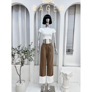 Set Bageo áo croptop mix quần suông phối màu TKCC