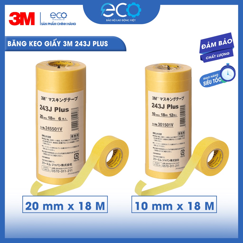 Băng keo giấy 3M 243J Plus dùng chạy chỉ siêu dai, chịu nhiệt tốt, không độc hại