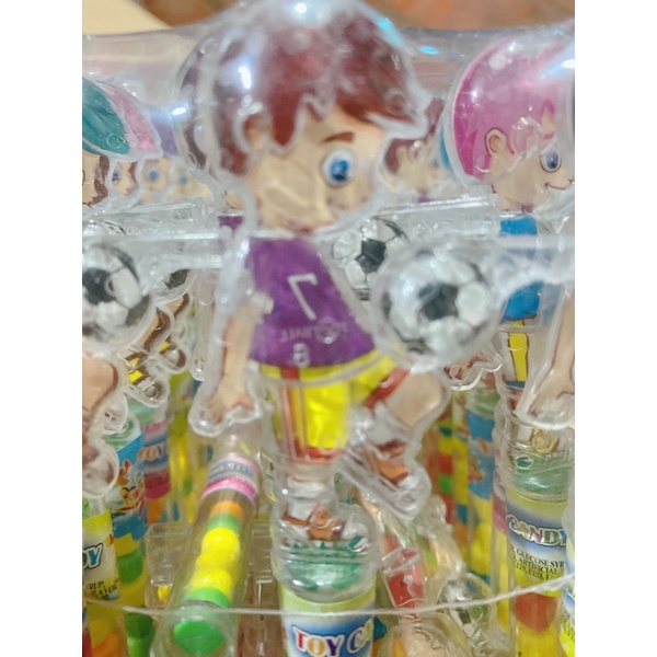 Khay 30 lọ kẹo xê  kèm  đồ chơi siêu nhân đá bóng