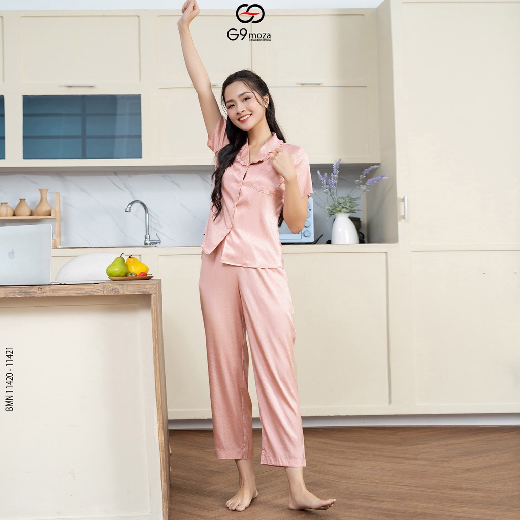 Bộ pijama lụa G9moza 11420-11421 chất mềm mịn mát