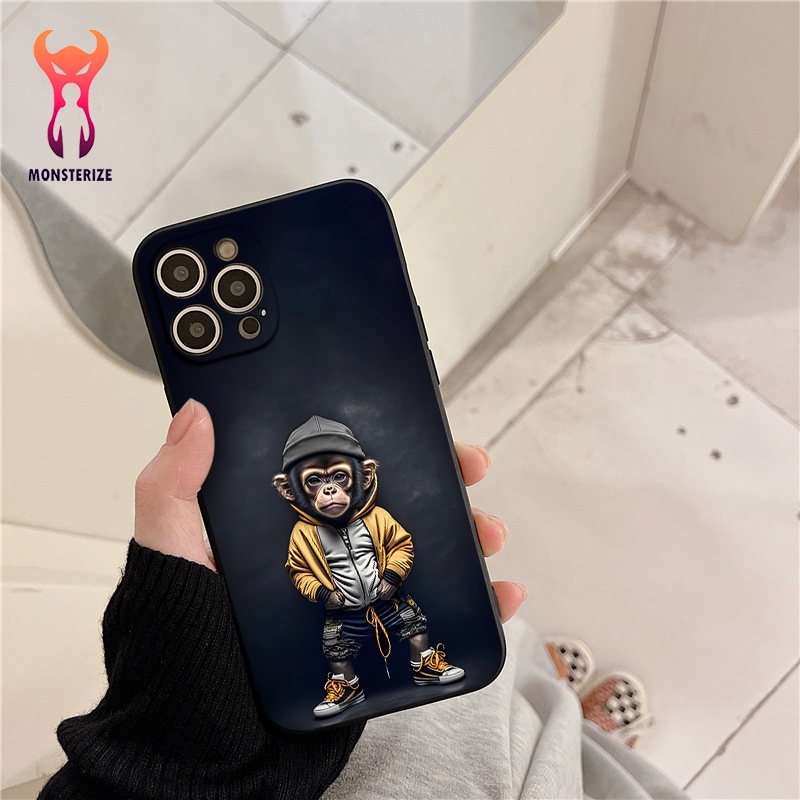 Ốp lưng cạnh vuông bảo vệ camera hình khỉ thời trang dành cho iphone 6/8/7/plus/x/xr/xsmax/11/12/13/14 pro max - e6275