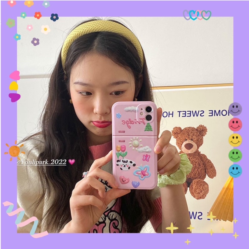 Case Ốp lưng iphone 3d hình tủ lạnh màu hồng Fribge ôm gọn dế iu