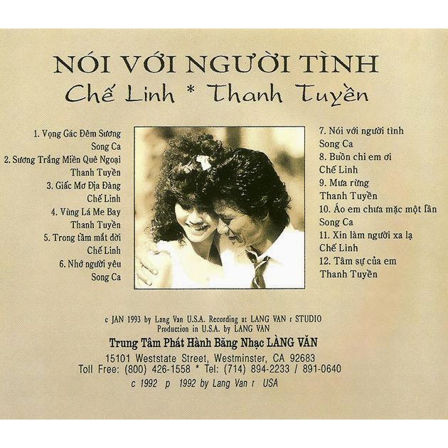 ĐĨA CD 500- LANG VAN CD - 119 NOI VOI NGUOI TINH (CHE LINH & THANH TUYEN) chất lượng cao