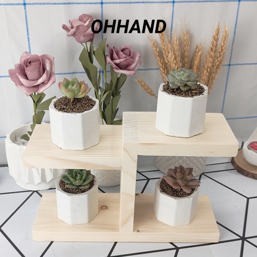 Kệ Gỗ Trang Trí Decor Xinh, Kệ Để Bàn Đặt Chậu Sứ Mini Xương Rồng, Sen Đá, Để Chai Lọ