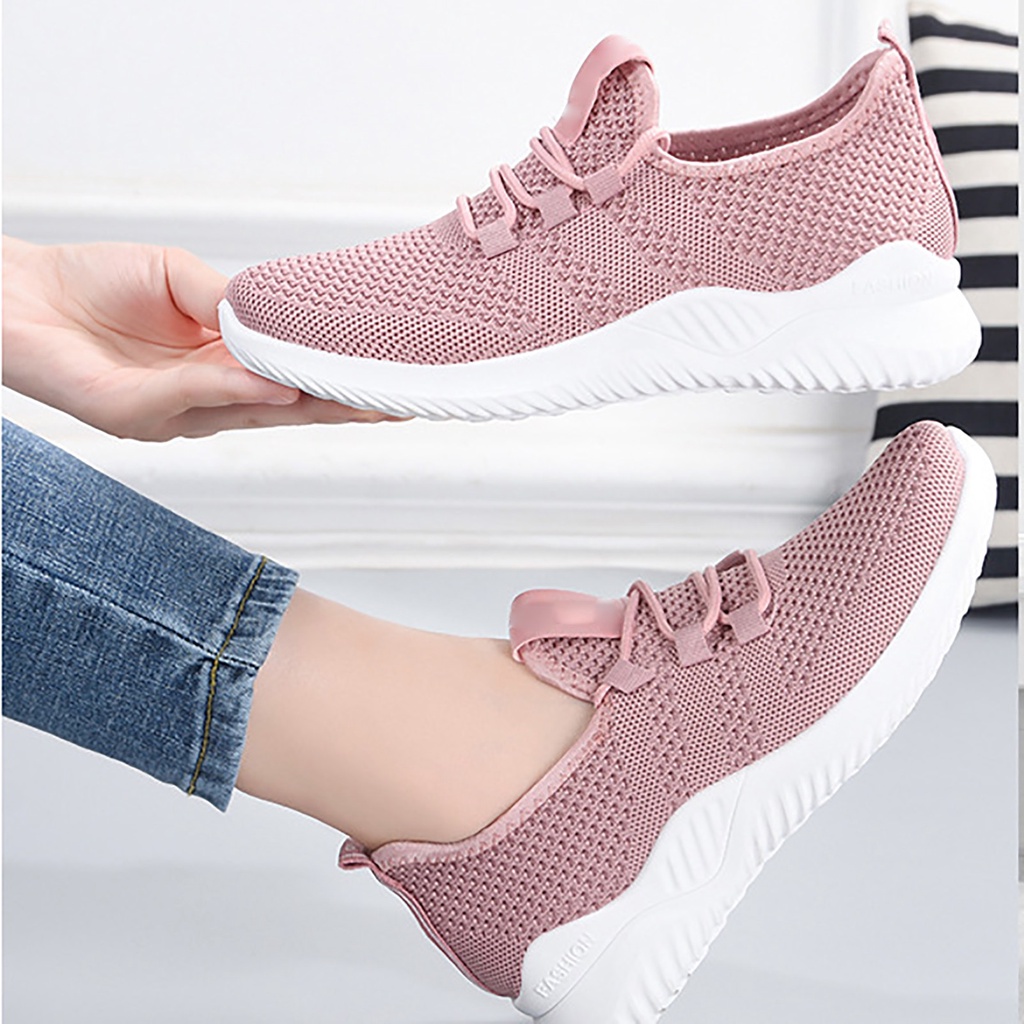 PunkyRabbit Giày Thể Thao Nữ Đi Bộ Thiết Kế Lưới Thoáng Khí Đế Mềm Cho Mùa Đông