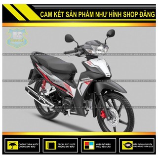 Tem rời wave blade 110 chế mẫu 2019 xám trắng dán xe đen