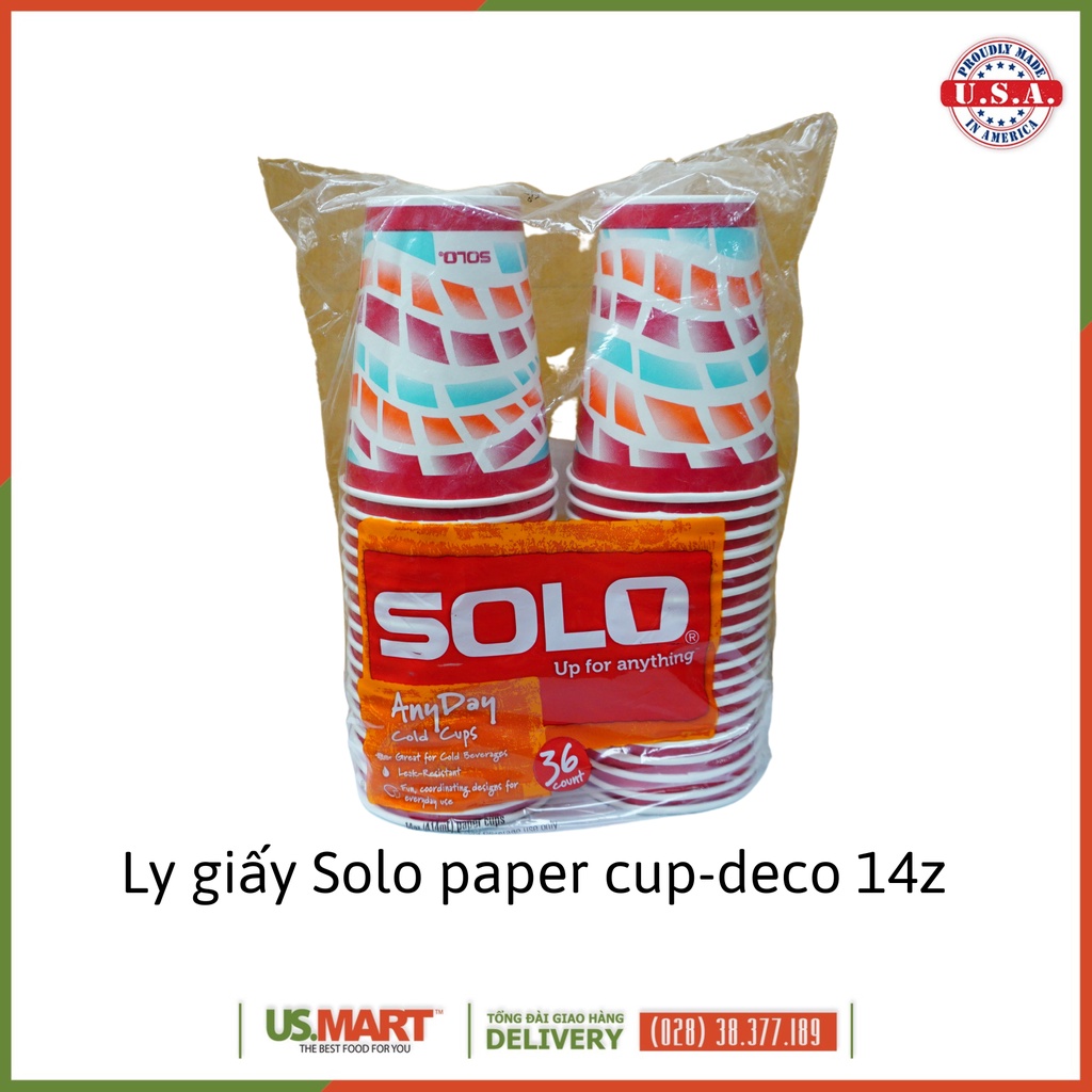 Ly giấy dùng được nhiêu lần, siêu bền Solo paper cup-deco 36 cái