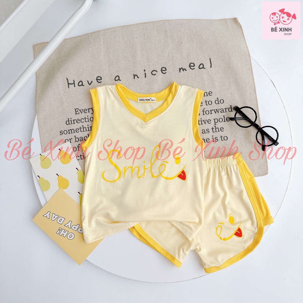 Đồ Bộ Áo Quần Ba Lỗ Cho Bé Trai Bé Gái Minky Mom  Bộ Sát Nách Thun Lạnh Ba Lỗ Cho Trẻ Em Trai Gái BA LỖ SMILE