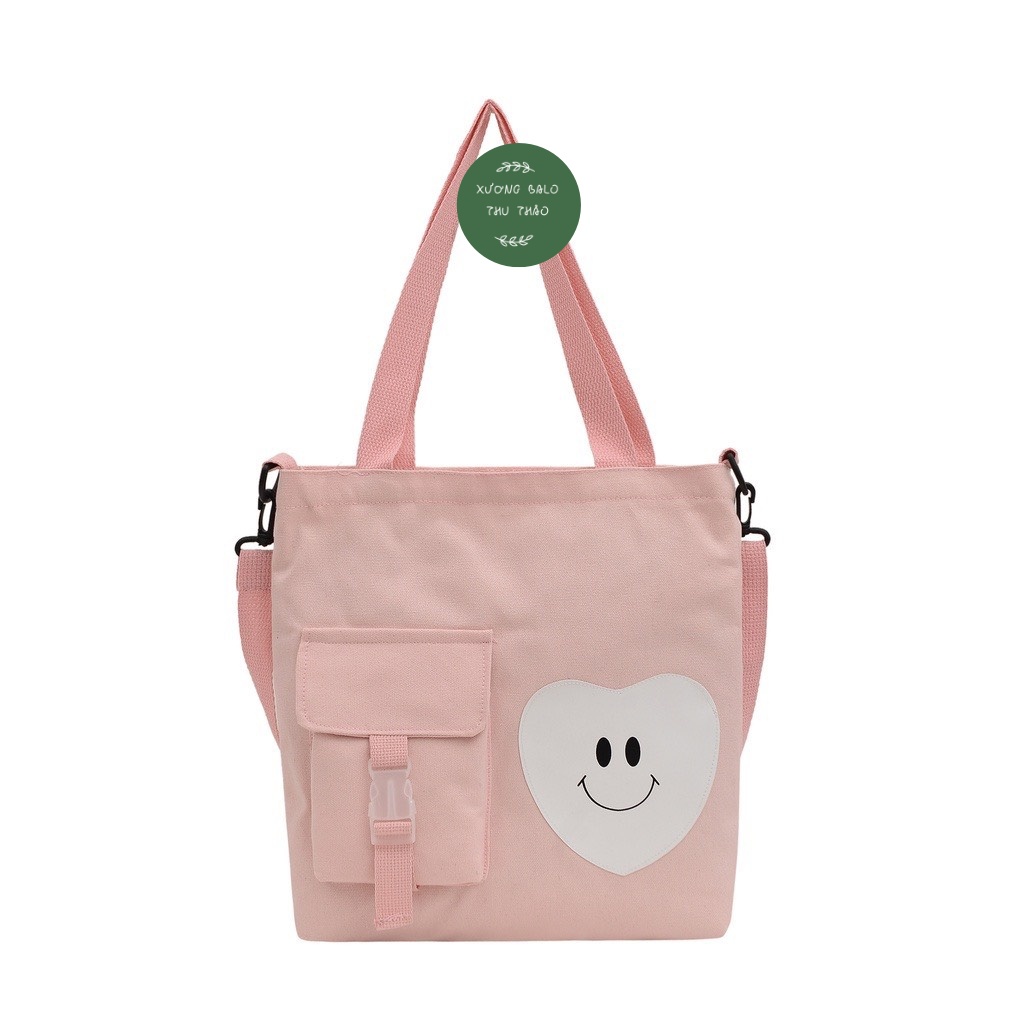 Túi tote đi học thêm đi chơi giá rẻ, đẹp thời trang trái tim biết cười