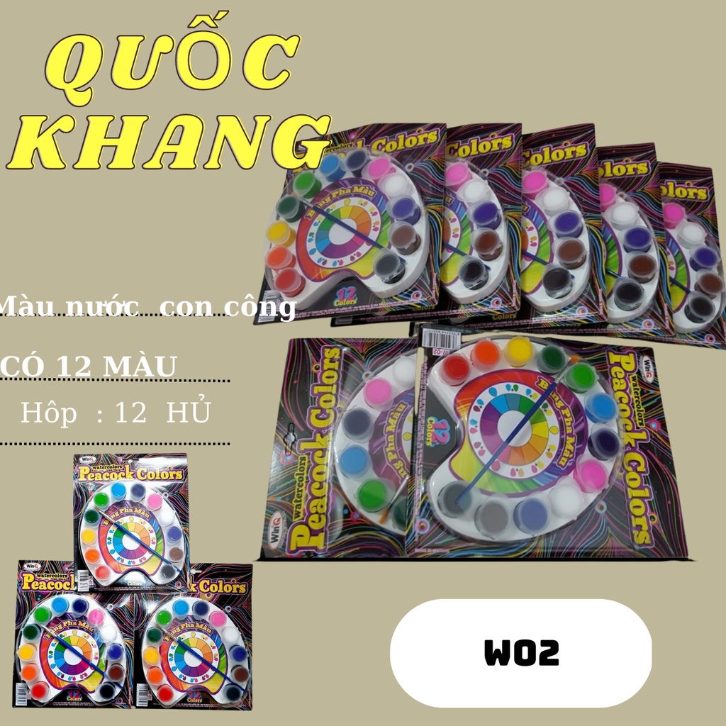 Màu Nước Con Công 12 Màu WinQ W-02