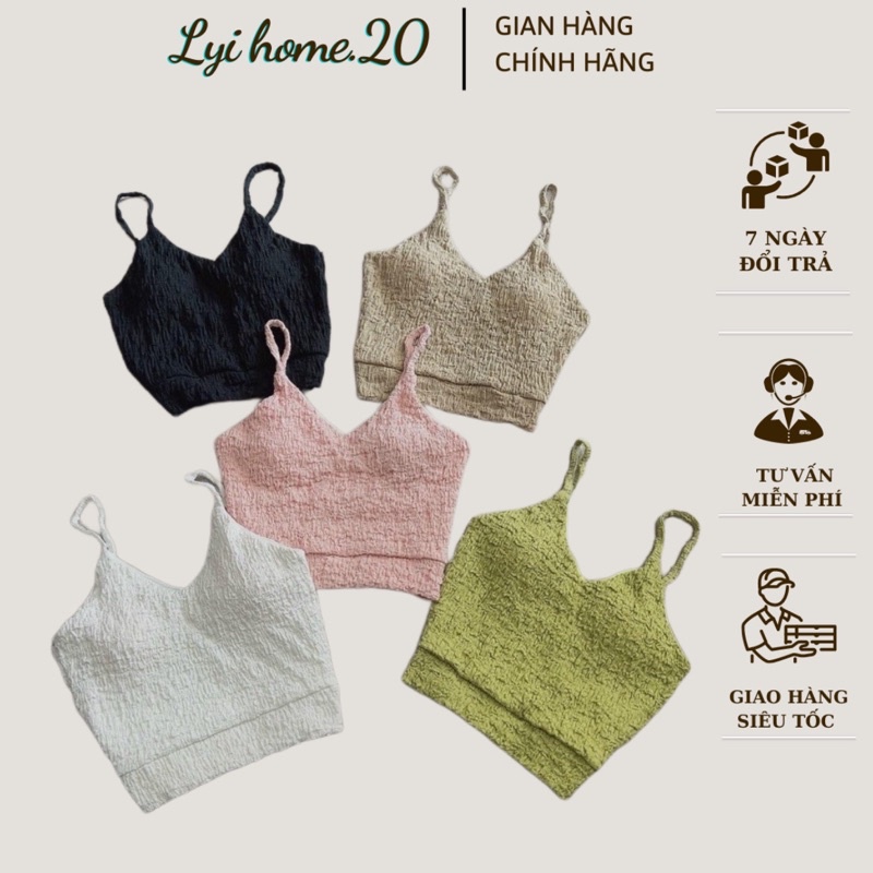 Áo croptop hai dây Lyihome vải xốp cực xinh