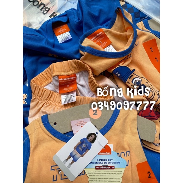 Bộ Hè 3 Chi Tiết Bé Trai Chó Cứu Hộ Xanh Dương/Cam