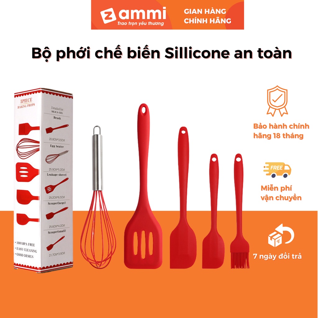 Bộ phới silicone bộ dụng cụ chế biến đồ ăn dặm cho bé Zammi Phân Phối Chính Hãng Dụng Cụ Ăn Dặm Tiện Ích