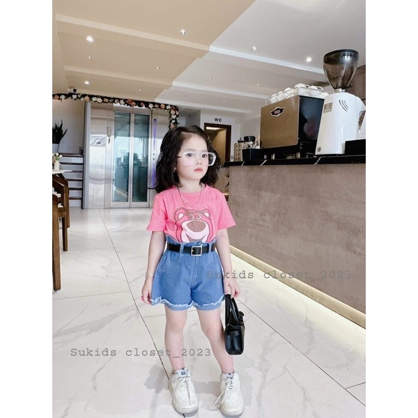 Set jean gấu dâu siêu hot bé gái 10-35kg