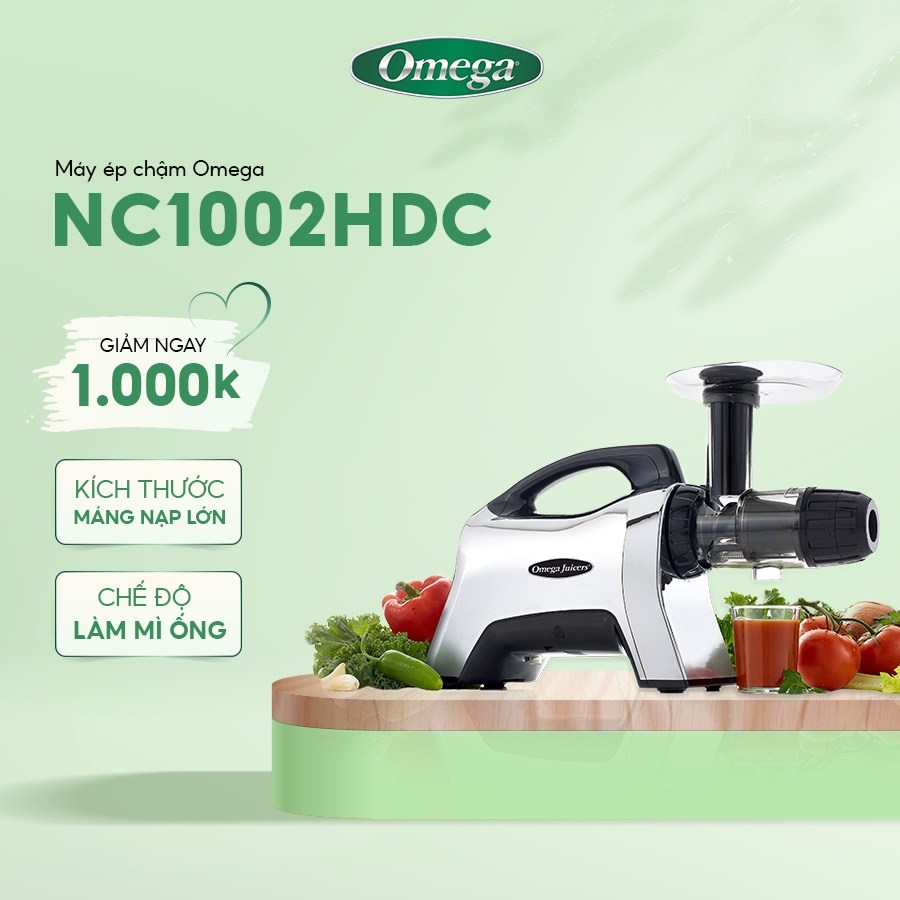 Máy Ép Chậm Trục Ngang Omega NC1002HDC Cao Cấp Máy Ép Trái Cây Hoa Quả Công Suất Lớn Bảo Hành 5 Năm
