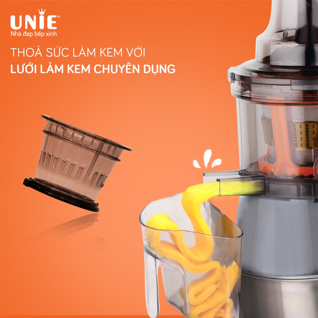 Máy ép chậm Unie UE580, ép nguyên quả, lưới làm kem, bảo hành 24 tháng