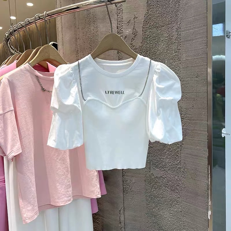 Áo thun nữ giả 2 dây dễ thương