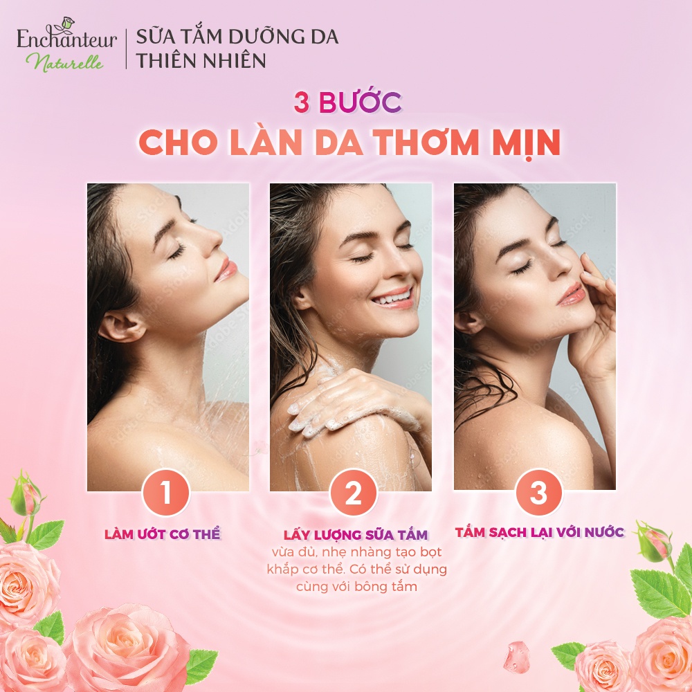 Bộ 2 Sữa tắm dưỡng da Enchanteur Naturelle hương hoa hồng Pháp 510gr/Chai | BigBuy360 - bigbuy360.vn