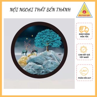Đèn gắn tường - treo tường dạng tranh phong cảnh hươu xanh led vàng 15w trang trí phòng khách, phòng ngủ VL- 4520