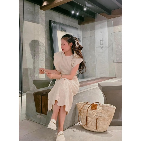 SET ÁO TAY TIÊN BÈO KÈM CHÂN VÁY MIDI ♥️ KÈM ẢNH THẬT