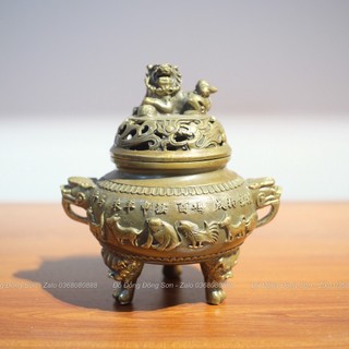 Đỉnh trầm 12 con giáp hun, Lư xông trầm bằng đồng nguyên chất, Đồ Đồng Đông Sơn