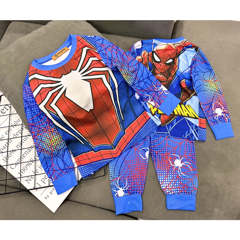 Bộ Tay dài quần dài Thun lạnh 3D loại 1 Ann's Kids siêu nhân cơ bắp cho bé trai size nhí từ12-22kg-Đồ bộ cho bé-Pikakids