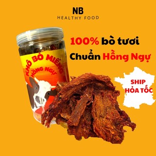 Khô bò miếng hồng ngự nb healthy food 100% thịt bò tươi hộp 250g 300g