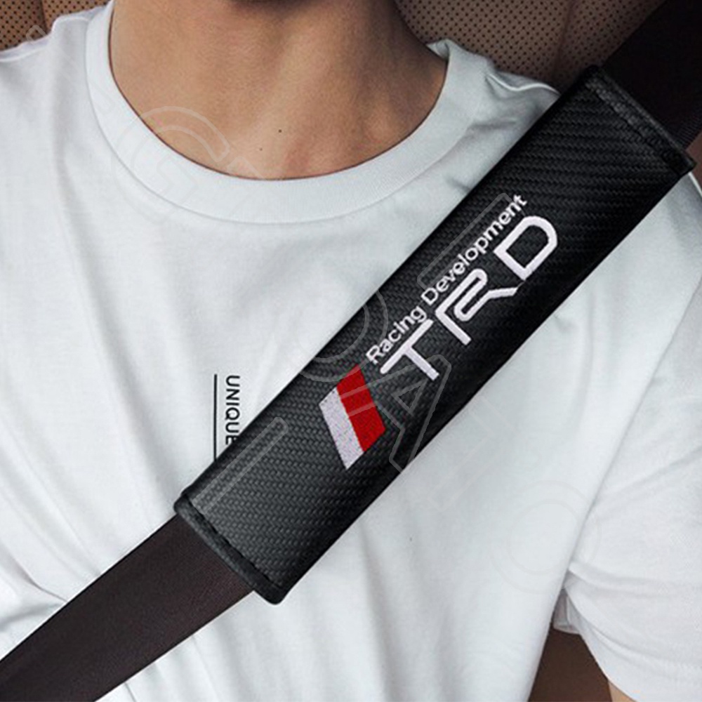 GTIOATO Cho TRD Sợi Carbon BọC DâY An ToàN Xe HơI ChốT CàI DâY An ToàN Xe Ô Tô Đệm Bọc Dây Đai An Toàn Xe Hơi DâY Đai An ToàN Ô Tô Phụ KiệN Ô Tô Cho Toyota CHR Raize Corolla Cross Rush Fortuner Yaris Innova Vios Prius C Wigo Sienta
