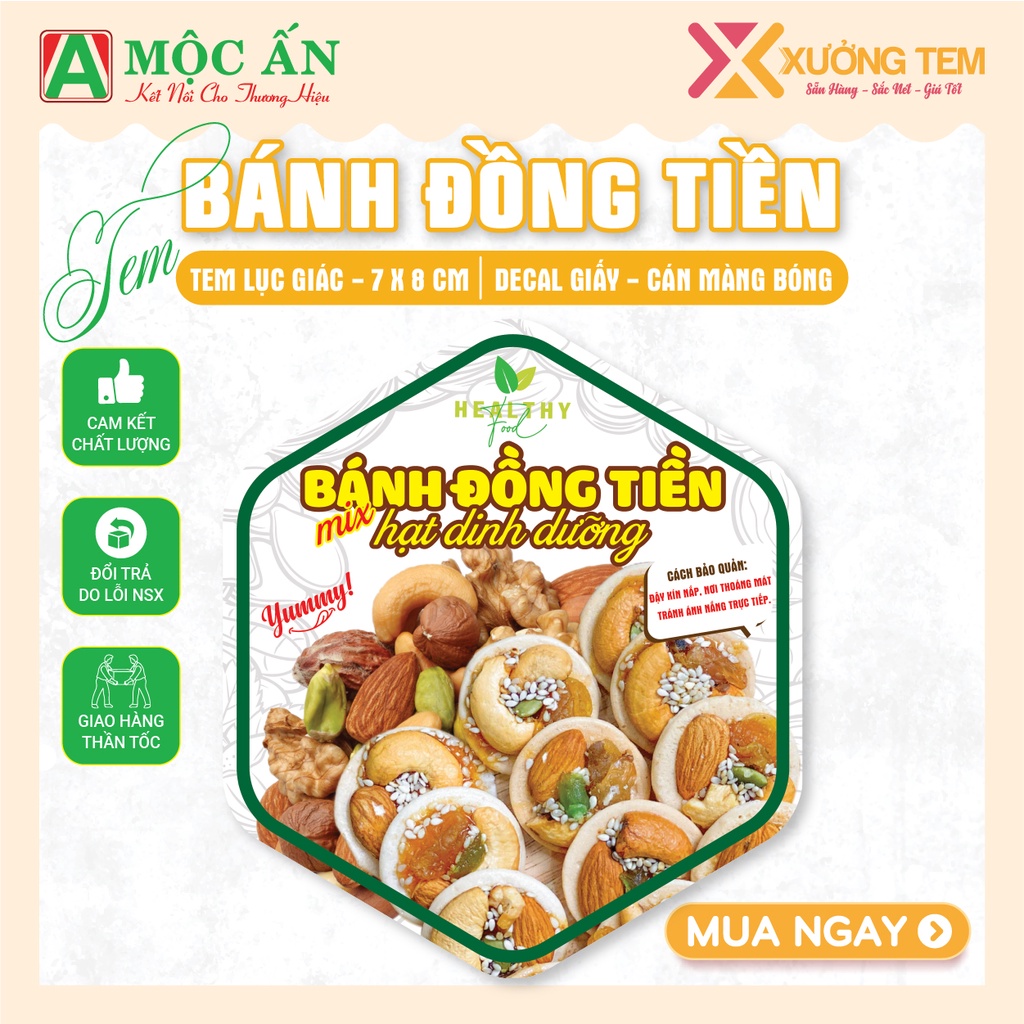 Tem Dán, Nhãn Sản Phẩm Bánh - Hàng Sẵn, Tem Cán Bóng, Sắc Nét - Giá Tốt Tại Xưởng In Tem Nhãn
