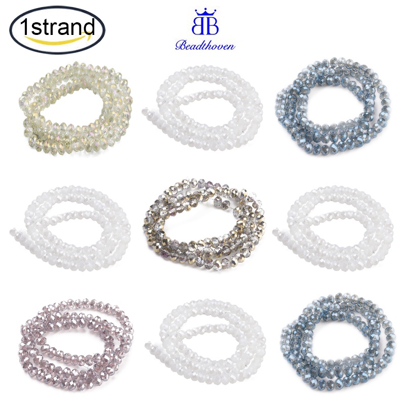 1 Chuỗi Hạt Thủy Tinh Mạ Điện AB Màu Vàng Sâm Panh Lỗ 6x4~5mm: 0.8~1mm Khoảng 88~92 Cái / strand 15.