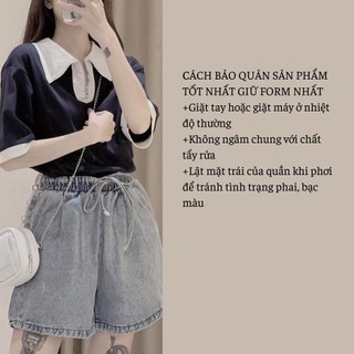 Quần short jean Nữ Cạp chun co dãn chất dày dặn form rộng [QCC01]