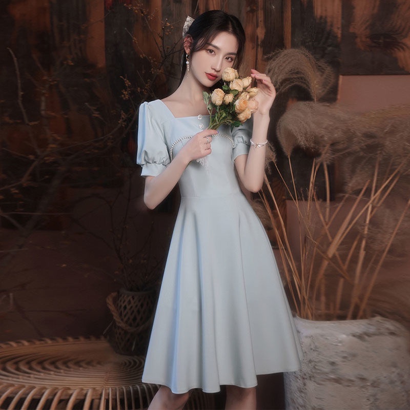 Váy Dạ Hội Nhỏ Trang Phục Phù Dâu Kiểu Pháp Mùa Hè Mẫu Mới Cho Nữ Váy Liền Thường Ngày Cho Người Nhỏ Thường Mặc Được