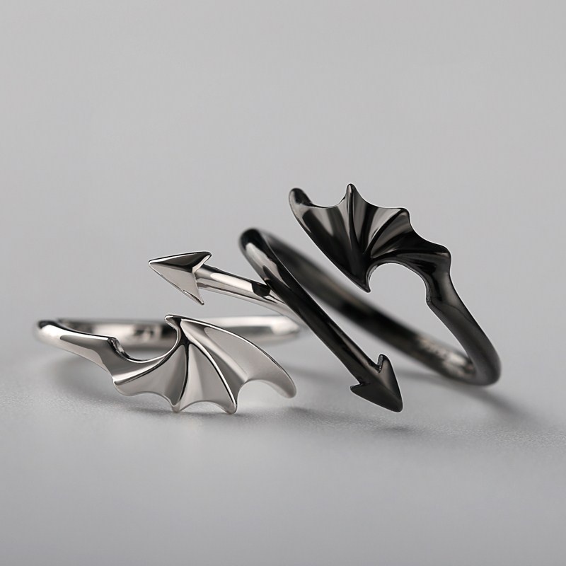 Nhẫn Đôi Cánh Thiên Thần Ác Quỷ Sáng Tạo Cá Tính Phong Cách Nhật Hàn Cho Nam Và Nữ