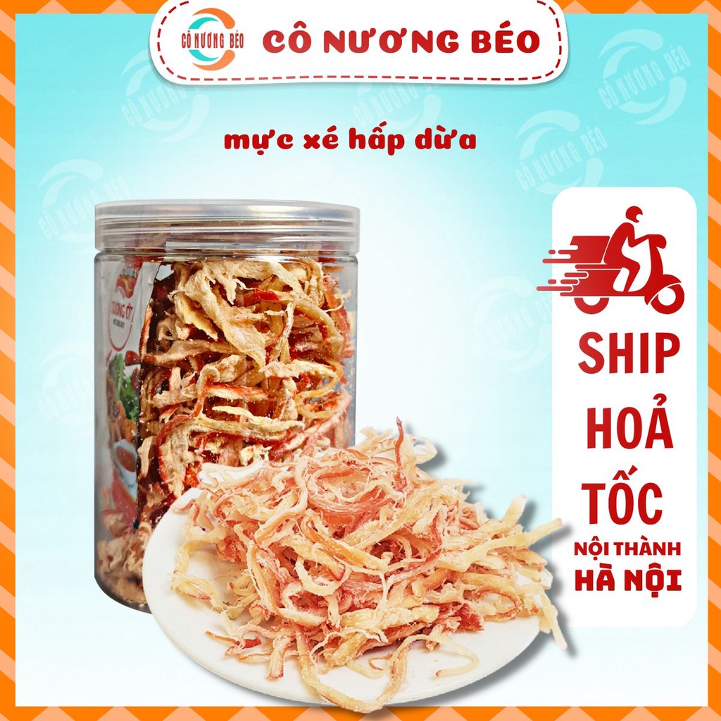 Khô mức hấp dừa xé sợi, cán, tỏi ớt  hũ 200g ăn vặt Cô Nương Béo