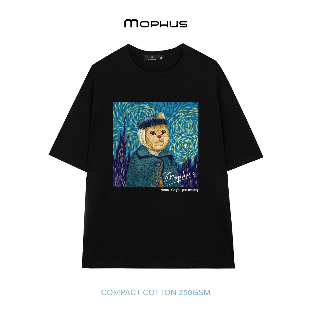 Áo thun nam nữ unisex form rộng Meow Gogh, áo phông oversize  vải cotton 3 chiều chống co rút Mophus MA032