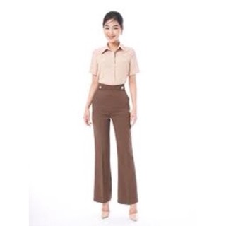 Quần Tây nâu lưng cao ống loe