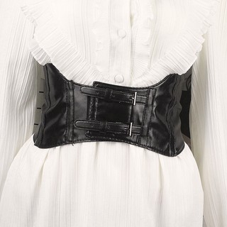 [Bonbon] Dây thắt lưng bằng da thời trang Steampunk Underbust Thắt lưng Corset Đen