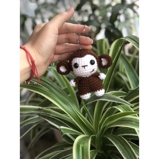 Móc khóa khỉ len móc Handmade Móc len theo yêu cầu Monkey Keychain Quà tặng sinh nhật, 8/3, valentine....