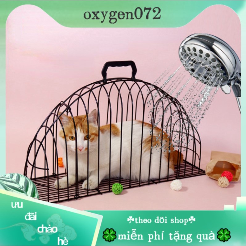 ♥ Oxygen072 Lồng sấy cho mèo trường thành được chọn size- Lồng tắm cho chó mèo Lồng tắm cho mèo Đa năng chống xước Kim loại con Giặt Mèo