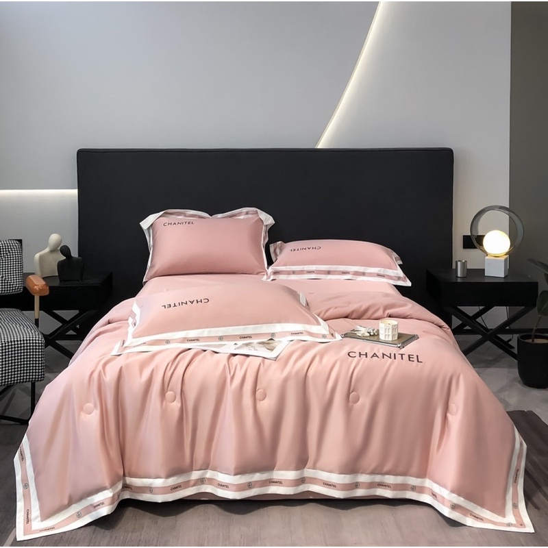 Bộ chăn ga gối Chanitel chăn chần bông siêu mềm mịn
