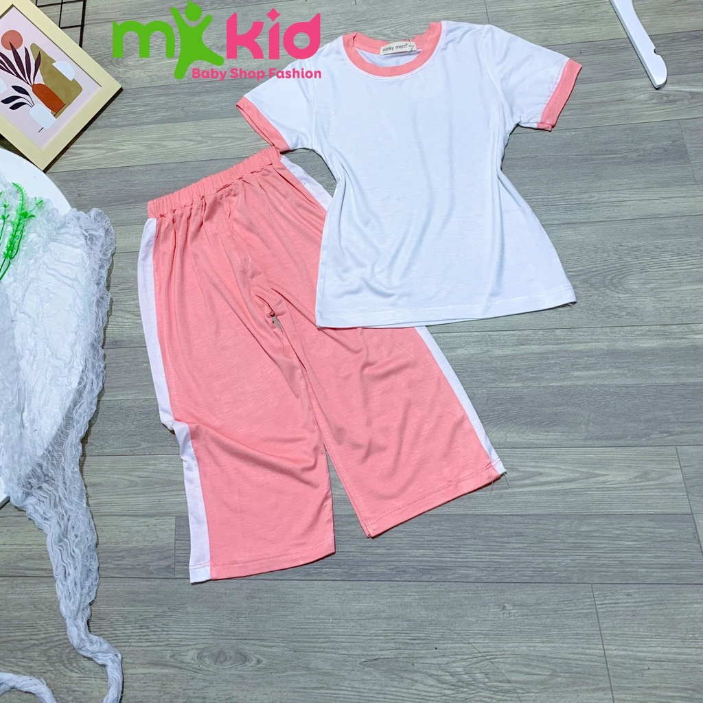 Đồ bộ bé gái, set áo cotton trắng kèm quần ống xuông dài Hotgirl cho bé 10-30kg và set của mẹ