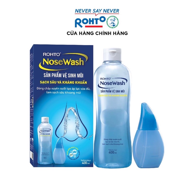 Bộ tiện dụng vệ sinh mũi Rohto NoseWash miniset (1 bình vệ sinh mũi Easy Shower và 1 bình dung dịch 400ml)