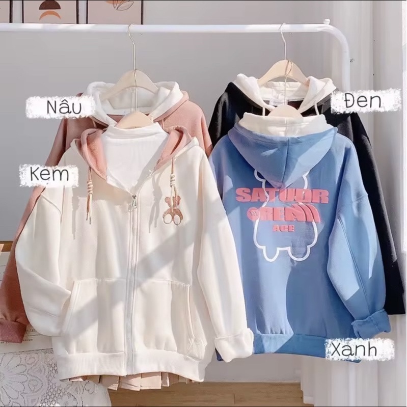 ÁO KHOÁC HOODIE ZIP FORM RỘNG ULZZANG HỌC SINH