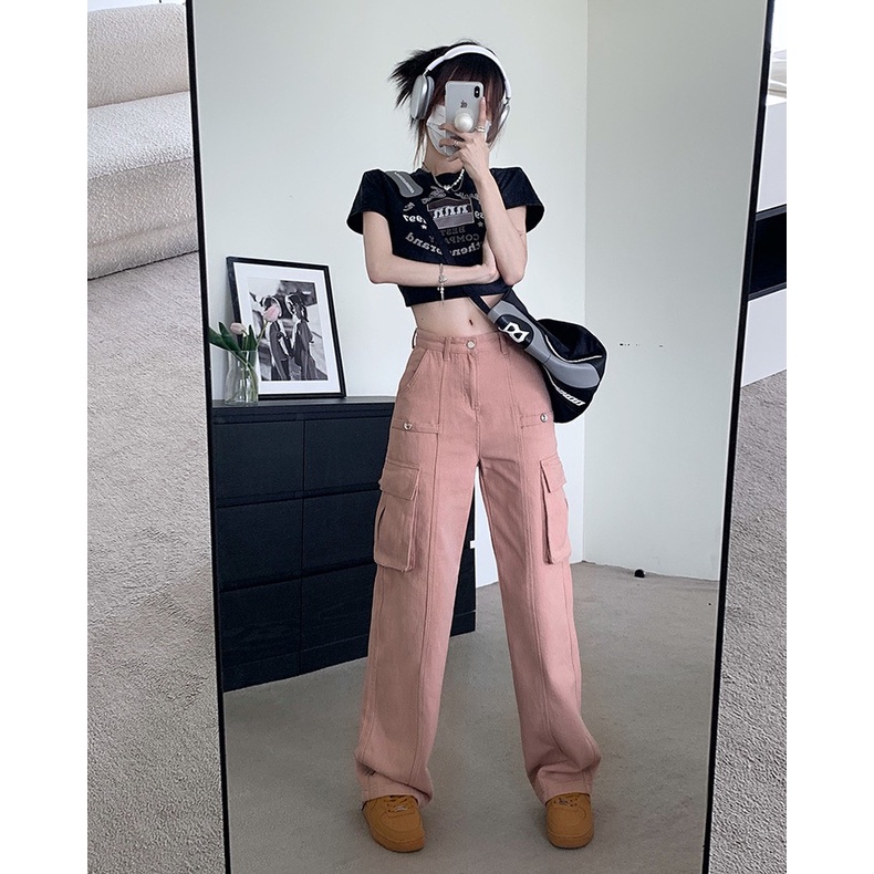 Quần Kaki Túi Hộp Ống Rộng LSEOUL J23030801 Cá Tính Năng Động