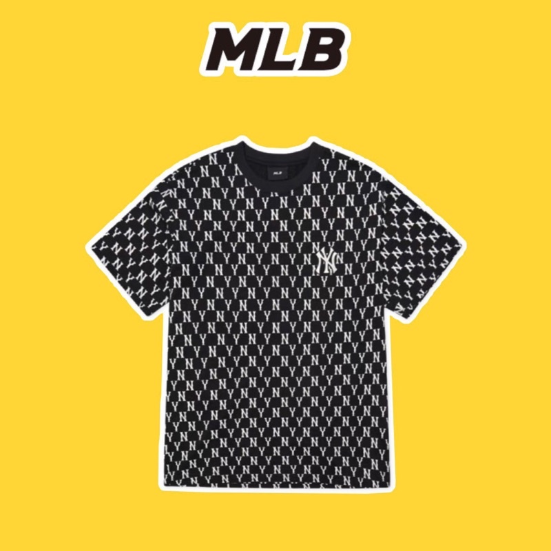 Áo thun tay lỡ MLB NY in Monogram phông Unisex nam nữ Cotton oversize form rộng