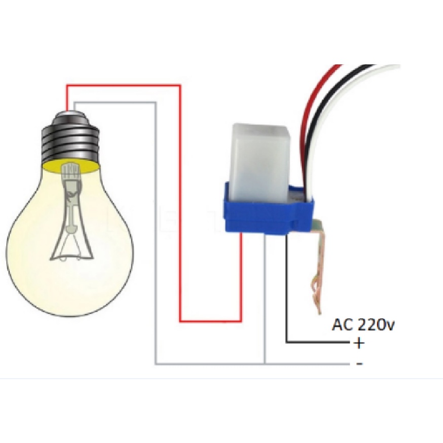 Công tắc cảm biến ánh sáng tự động bật tắt bóng đèn ngoài trời thông minh giúp tiết kiệm điện AS10-AC220V-10A